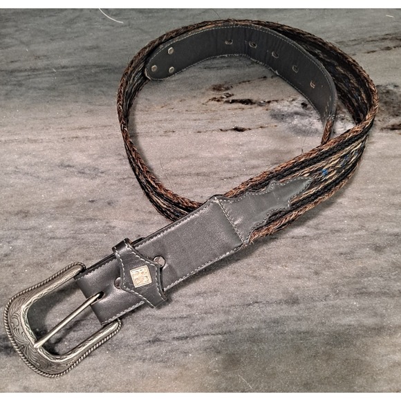 Tony Lama Accessories - Size‎ 40 Tomy Lama Leather/Twine Multi Colored Belt Western  Some Wear